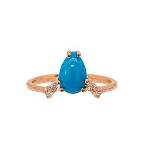 1ct Sleeping Beauty Turquoise Ring in Solid 14K Gold with Diamond Accents